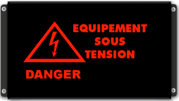 Afficheur Lumineux Danger équipement sous tension avec pictogamme éclair lumineux