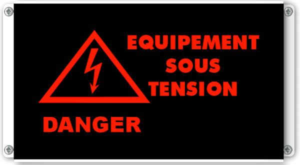 afficheur lumineux de signalisation equipement sous tension avec pictogramme danger