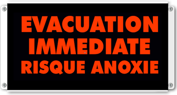 afficheur lumineux de signalisation evacuation immediate risque anoxie