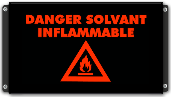 Afficheur lumineux DANGER SOLVANT INFLAMMABLE avec pictogramme feu