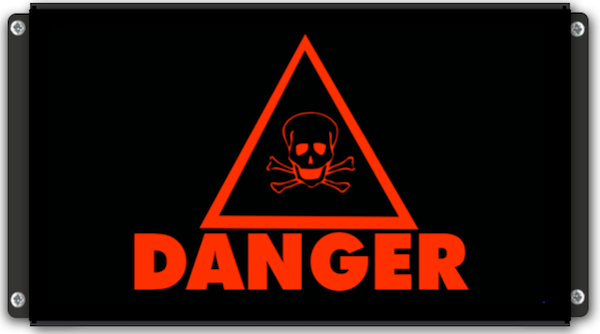 Afficheur Lumineux Danger de mort avec pictogramme tete de mort
