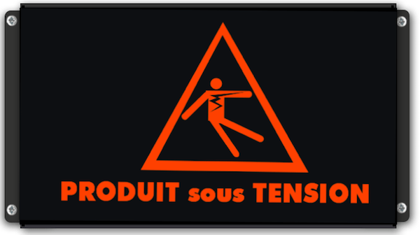 Afficheur lumineux extra plat PRODUIT sous TENSION pictogramme électrocution