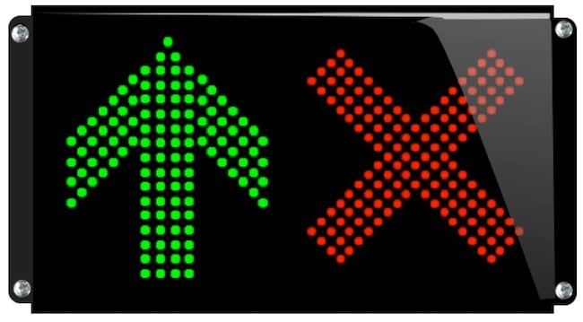 Afficheur lumineux étanche pictogramme croix flèche